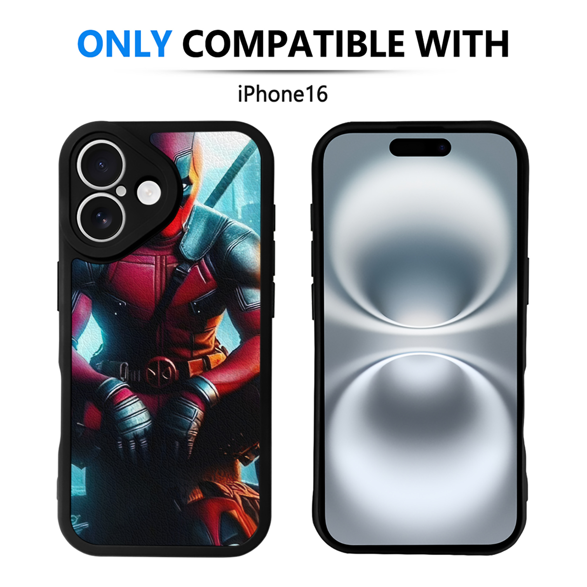 （画像用） Deadpool デッドプール 【iPhone 16シリーズ対応】シリコンスマホケース（レザー調） 材質：シリコン